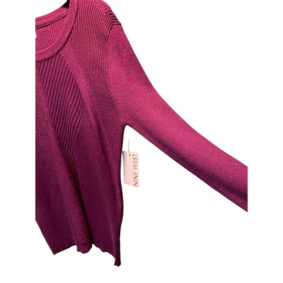Nine West PXL XLP Petite Magenta Fuchsia Pink Long Sleeve Knit Sweater - Picture 4 of 5
